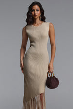 Load image into Gallery viewer, Garela Elegant Contour Round Neck Sleeveless Knit Maxi Dress