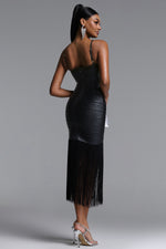 Load image into Gallery viewer, Demere Chic Contour Fringe Bandage Maxi Dress