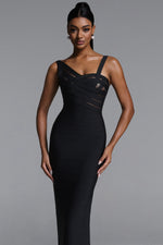 Load image into Gallery viewer, Vla Classic Contour Asymmetric Stripe Bandage Maxi Dress