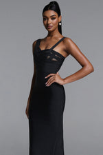 Load image into Gallery viewer, Vla Classic Contour Asymmetric Stripe Bandage Maxi Dress