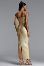Load image into Gallery viewer, Lionce Classic Contour Metallic Bandage Maxi Dress