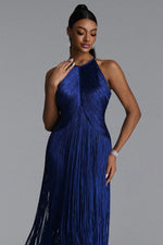 Lade Bild in die Galerieansicht, Sahara Chic Contour Halter Fringe Bandage Maxi Dress