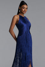Lade Bild in die Galerieansicht, Sahara Chic Contour Halter Fringe Bandage Maxi Dress