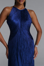 Lade Bild in die Galerieansicht, Sahara Chic Contour Halter Fringe Bandage Maxi Dress