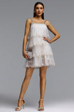 Load image into Gallery viewer, Umeko Elegant Flowy Tiered Ruffle Sequin Mini Dress