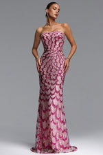 Load image into Gallery viewer, Facia Romantic Contour Strapless Sequin Maxi Dress