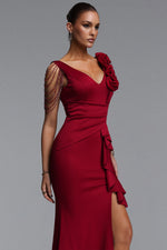 Load image into Gallery viewer, Mercy Romantic Contour V Neck Pleated Floral Maxi Dress