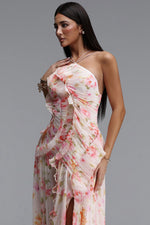 Load image into Gallery viewer, Elleri Resort Flowy Sleeveless Pleated Ruffle Floral Print Woven Maxi Dress