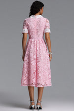 Load image into Gallery viewer, Sagona Classic Tailored Short Sleeve Rhinestone Floral Lace Maxi Dress