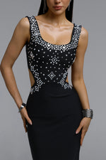 Load image into Gallery viewer, Steffi Luxurious Contour Wide Strap Gradient Square Rhinestone Bandage Maxi Dress	