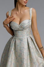 Load image into Gallery viewer, Dotty Elegant Contour Spaghetti Strap Sweetheart Jacquard Midi Dress	