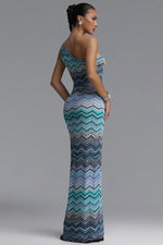 Load image into Gallery viewer, Raisin Resort Contour Chevron Print Knit Maxi Dress