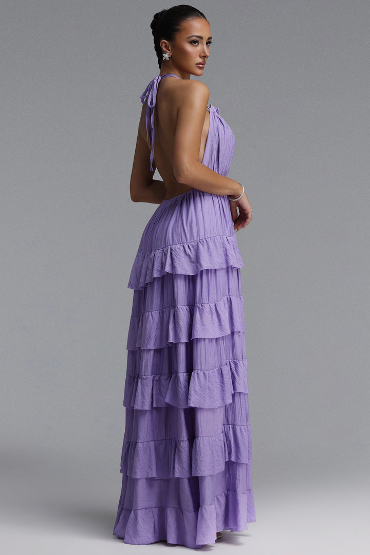 Lliana Resort Flowy V Neck Sleeveless Ruffle Woven Maxi Dress	
