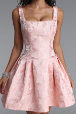 Load image into Gallery viewer, Deborah Classic Tailored Square Neck Floral Jacquard Woven Mini Dress