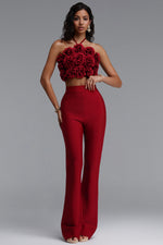 Charger l'image dans la visionneuse de la Galerie, Ferean Stylish Halter Floral Mini Top And Slim Bandage Pants Two-Piece Set