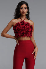 Charger l'image dans la visionneuse de la Galerie, Ferean Stylish Halter Floral Mini Top And Slim Bandage Pants Two-Piece Set