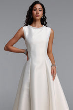 Load image into Gallery viewer, Velma Minimalist Cinched-Waist Sleeveless Pearl Rhinestone A-Line Maxi Dress