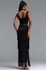 Charger l'image dans la visionneuse de la Galerie, Rakel Stylish Fitted Halter Sheer Fringe Long Bandage Dress