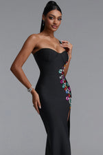 Lade Bild in die Galerieansicht, Gacia Elegant Fitted One Shoulder Color Rhinestone Slit Maxi Bandage Dress