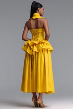 Lade Bild in die Galerieansicht, Shea Elegant Waist-Cinched Halter Neck Ruffled Maxi Dress