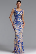 Charger l'image dans la visionneuse de la Galerie, Zaha Classic V Neck Tassel Beaded Shoulder Sequin Mermaid Maxi Dress