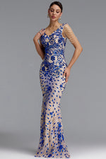 Charger l'image dans la visionneuse de la Galerie, Zaha Classic V Neck Tassel Beaded Shoulder Sequin Mermaid Maxi Dress