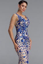 Charger l'image dans la visionneuse de la Galerie, Zaha Classic V Neck Tassel Beaded Shoulder Sequin Mermaid Maxi Dress