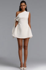 Lade Bild in die Galerieansicht, Denali Chic Tailored One Shoulder  Asymmetric Woven Mini Dress