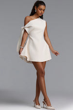 Lade Bild in die Galerieansicht, Denali Chic Tailored One Shoulder  Asymmetric Woven Mini Dress