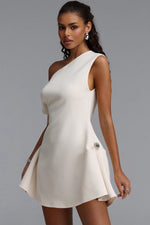 Lade Bild in die Galerieansicht, Denali Chic Tailored One Shoulder  Asymmetric Woven Mini Dress