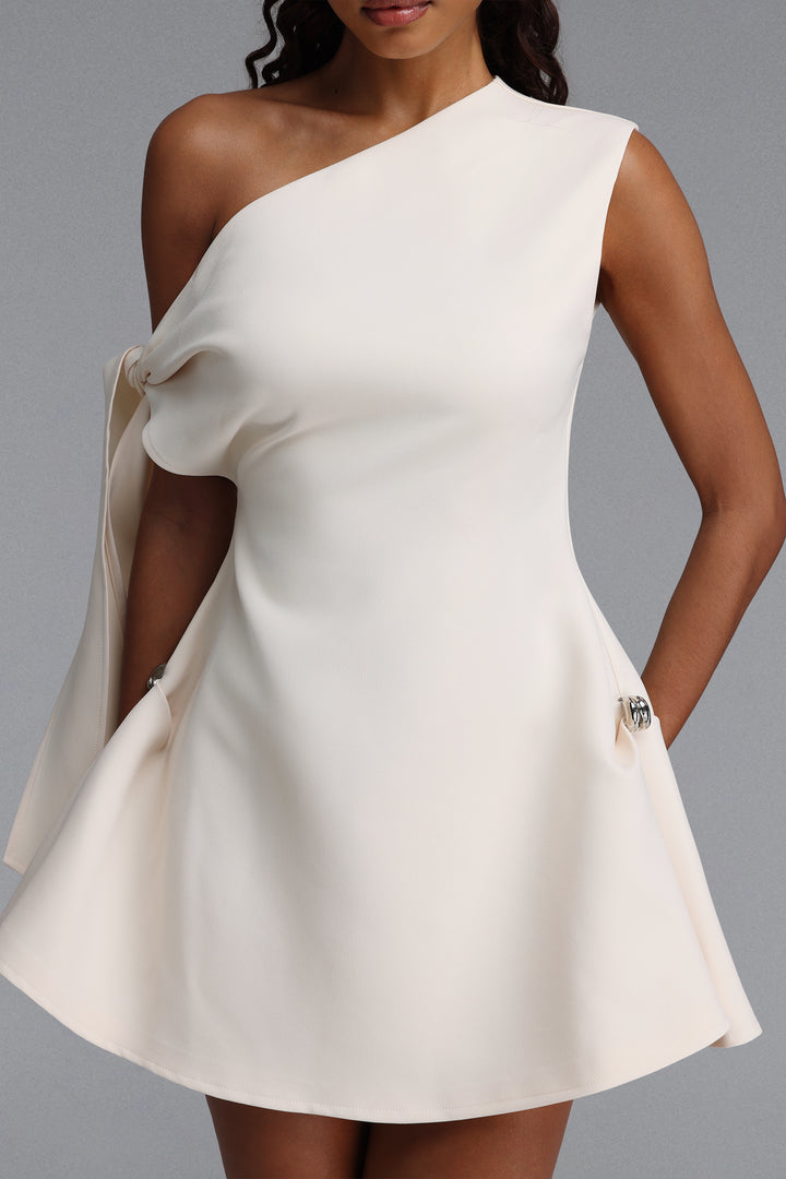 Denali Chic Tailored One Shoulder  Asymmetric Woven Mini Dress