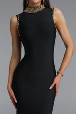 Load image into Gallery viewer, Ensley Stylish Contour High Neck Sleeveless Beaded Tassel Bandage Maxi Dress