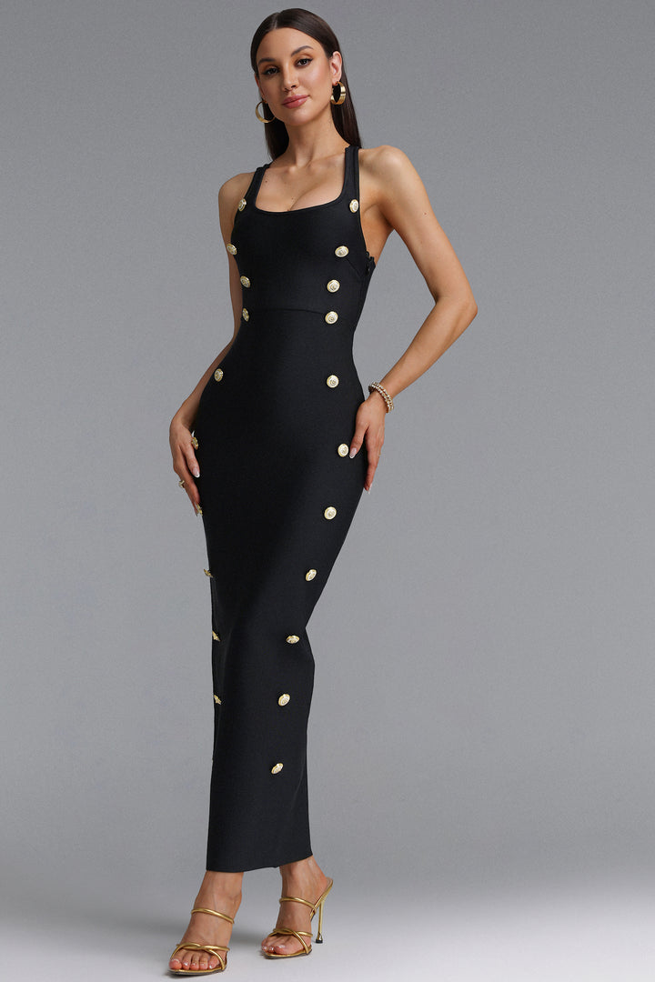 Giacinta Halter Bandage Maxi Dress - Black