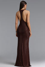 Load image into Gallery viewer, Dorothea Minimalist Contour Sleeveless Rhinestone Knitted Maxi Dress