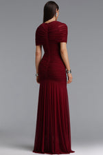 Load image into Gallery viewer, Tiza Elegant Sophisticated Draped Ruched Knitted Maxi Dress