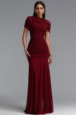 Load image into Gallery viewer, Tiza Elegant Sophisticated Draped Ruched Knitted Maxi Dress