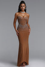 Lade Bild in die Galerieansicht, Scala Luxury Bandeau Ruched Rhinestone Maxi Dress