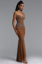 Lade Bild in die Galerieansicht, Scala Luxury Bandeau Ruched Rhinestone Maxi Dress