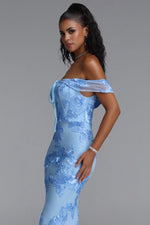 Charger l'image dans la visionneuse de la Galerie, Soraya Romantic Elegant Off The Shoulder Bow Floral Flowy Maxi Dress
