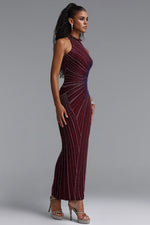 Lade Bild in die Galerieansicht, Yeil Halter High Neck Rhinestone Ruched Maxi Dress