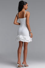 Lade Bild in die Galerieansicht, Francina Exquisite Contour Cami Strap Rhinestone Ruffle White Bandage Mini Dress