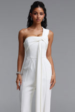 Load image into Gallery viewer, Lexy Elegant One Shoulder Knot Pleated Long Jumpsuit