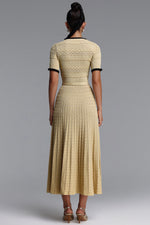 Load image into Gallery viewer, Wagani Elegant Contour Round Neck Short Sleeve Knit Maxi Dress