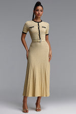 Load image into Gallery viewer, Wagani Elegant Contour Round Neck Short Sleeve Knit Maxi Dress