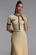 Load image into Gallery viewer, Wagani Elegant Contour Round Neck Short Sleeve Knit Maxi Dress