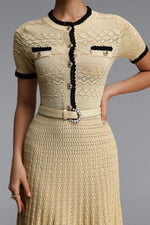 Load image into Gallery viewer, Wagani Elegant Contour Round Neck Short Sleeve Knit Maxi Dress