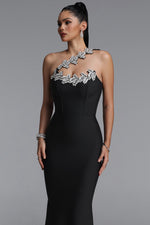 Load image into Gallery viewer, Islay Glamorous One Shoulder Rhinestone Mermaid Bandage Maxi Dress