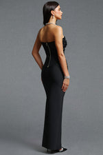 Load image into Gallery viewer, Yette Chic Contour Strapless Beaded Black Bandage Maxi Top and Skirt Set