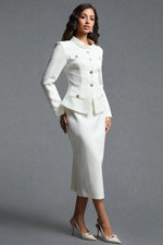 Load image into Gallery viewer, Ziriy Classic Tailored Long Sleeve Tweed Top and Skirt Two Piece Set