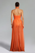Load image into Gallery viewer, Rivka Halterneck Twist Mesh Maxi Dress